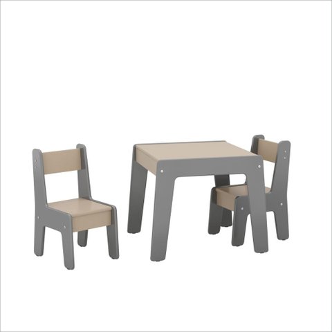 Conjunto Mesa Infantil 2 Cadeiras Mdf Diana Cinza Conect Ofertamo