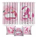 Ver imagem 1 de Kit Cortina + 3 Capas Almofadas Infantil Unicórnio Mod 02