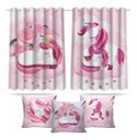 Ver imagem 1 de Kit Cortina + 3 Capas Almofadas Infantil Unicórnio Mod 02