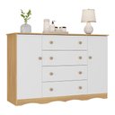 Ver imagem 2 de Cômoda Infantil 125cm 2 Portas e 4 Gavetas Realeza Multimóveis Mp4455 Madeirado/branco