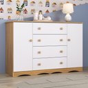 Ver imagem 1 de Cômoda Infantil 125cm 2 Portas e 4 Gavetas Realeza Multimóveis Mp4455 Madeirado/branco