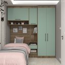 Ver imagem 2 de Quarto de Solteiro com Guarda Roupas Mesa de Cabeceira e Nicho Paris Luciane Móveis