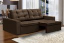 Ver imagem 1 de Sofá Retrátil 2 Lugares 1,80m Lia Suede Marrom Madelina Decor