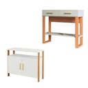 Ver imagem 3 de Aparador C/ Gavetas e Balcão Industrial Dalla Costa 100% Mdf Cor:off White com Freijó