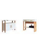Ver imagem 2 de Aparador C/ Gavetas e Balcão Industrial Dalla Costa 100% Mdf Cor:off White com Freijó
