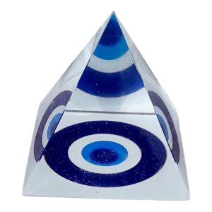 Pirâmide Cristal Olho Grego Turco 5 Cm Amuleto Proteção
