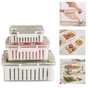 Ver imagem 1 de Kit 3 Potes Hermeticos Organizador Geladeira Fresh Box com Cesta Escorredor Removivel Acrilico