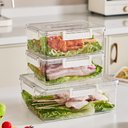 Ver imagem 5 de Kit 3 Potes Hermeticos Organizador Geladeira Fresh Box com Cesta Escorredor Removivel Acrilico