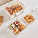 Ver imagem 4 de Kit 3 Potes Hermeticos Organizador Geladeira Fresh Box com Cesta Escorredor Removivel Acrilico