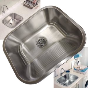 Tanque Aço Inox 30 Litros Lavanderia Lavabo Lava Roupa Tecido Limpeza Casa Leva pra Malhar Bsl3622