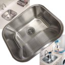 Ver imagem 1 de Tanque Aço Inox 30 Litros Lavanderia Lavabo Lava Roupa Tecido Limpeza Casa Leva pra Malhar Bsl3622