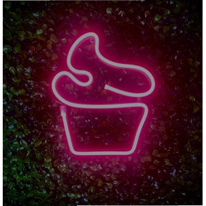 Luminária Parede CupCake Rosa Neon Led