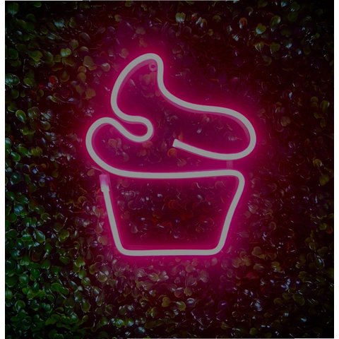 Luminária Parede CupCake Rosa Neon Led