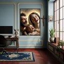 Ver imagem 2 de Quadro Família Santa - Jesus, Maria e José - 70x50cm:moldura Preta