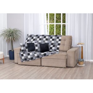 Xale de Jacquard Manta de Sofá Poltrona Cama 1,35m X 1,50m:tabuleiro Preto