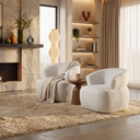 Ver imagem 1 de Conjunto 2 Poltronas Orgânicas Base Giratória e Estofada Zoe Yescasa Bege Off White