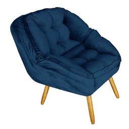 Poltrona Decorativa Verona Suede Pé Palito Azul-marinho - 2