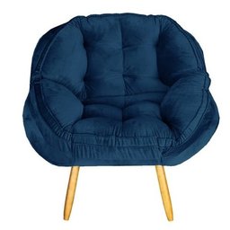 Poltrona Decorativa Verona Suede Pé Palito Azul-marinho - 1