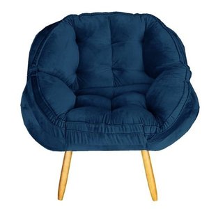Poltrona Decorativa Verona Suede Pé Palito Azul-marinho