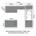 Ver imagem 4 de Armário de  Cozinha Completa 270cm Branco/Cinza Agata Madesa 08
