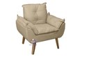 Ver imagem 1 de Poltrona/cadeira Decorativa Glamour Bege Linho com Pés Quadrado Bege Linho