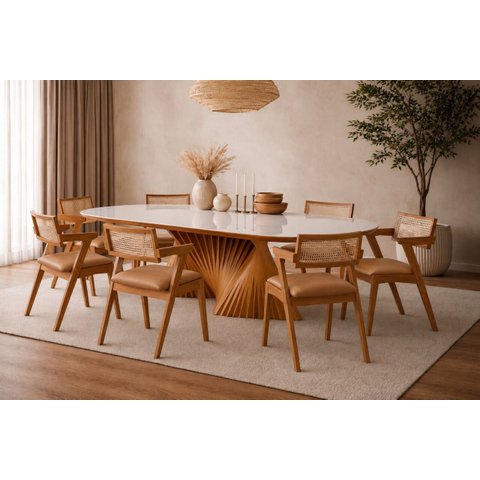 Sala de Jantar 2x1 e 8 Cadeiras Corino Opala- Sala Nobre