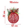 Kit 12 Enfeites Bola Vazada Árvore Natal Camurça Vermelha 16cm - 2