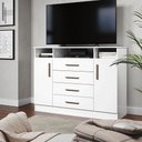 Ver imagem 1 de Cômoda Sapateira Grande 2 Portas 4 Gavetas com Nichos para Quarto Corrediças Telescópicas Design Mod