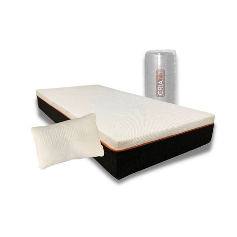 Colchão Infantil Criazzi Enrolado Solteiro 78x188 Macio Visco Molas Ensacadas + 1 Travesseiro