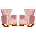 Ver imagem 1 de Conjunto 2 Poltronas Estofadas de Balanço Melinda Veludo Rosa - DL DECOR