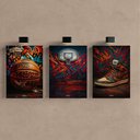 Ver imagem 2 de Kit3 Quadro Decorativo Basquete Bola Cesta Tênis Quarto Sala Qualidade Premium 40x28cm