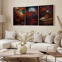 Ver imagem 3 de Kit3 Quadro Decorativo Basquete Bola Cesta Tênis Quarto Sala Qualidade Premium 40x28cm