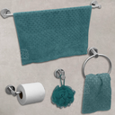Ver imagem 2 de Jogo Acessorios Cromado Kit Banheiro Aço Inox 4 Peças Papeleira Cabide Suporte Porta Toalha Argola