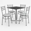 Ver imagem 1 de Conjunto Mesa Cinza 70x70cm Tampo Preto com 4 Cadeiras Epoxi