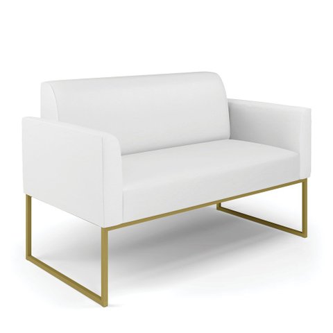 Sofá Namoradeira Base Industrial Dourado Marisa Corino Branco D03 - D'Rossi