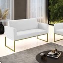 Ver imagem 2 de Sofá Namoradeira Base Industrial Dourado Marisa Corino Branco D03 - D'Rossi