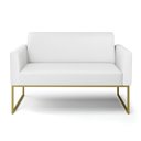 Ver imagem 3 de Sofá Namoradeira Base Industrial Dourado Marisa Corino Branco D03 - D'Rossi