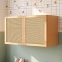 Ver imagem 1 de Armário Aéreo 120cm em Madeira Maciça e Rattan Magna Kids Casatema MadeiraOriginals Marrom/Mel
