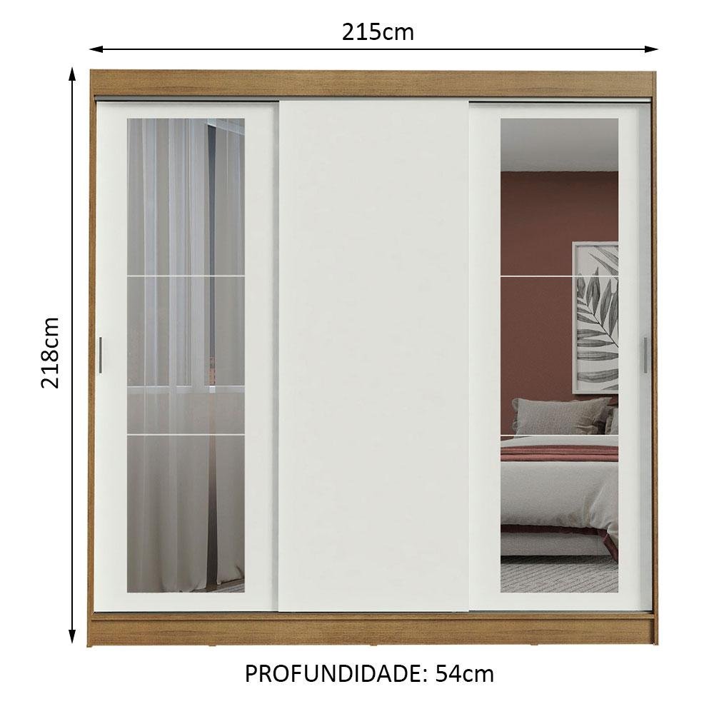 Guarda-roupa Casal Madesa Kansas 3 Portas de Correr com Espelhos 3 Gavetas - 3