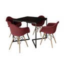 Ver imagem 2 de Conjunto de Mesa Industrial Base Preta Tampo Quadrado 90cm Preto 4 Poltronas Estofadas Vermelho