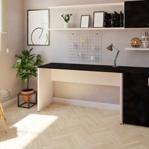 Escrivaninha Mesa Escritório 130CMX47CM 130cm Branca e Preto