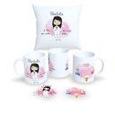 Ver imagem 1 de Kit com 1 Caneca de Porcelana e 1 Almofada 30x30cm Personalizadas Profissões Fofas "dentista"