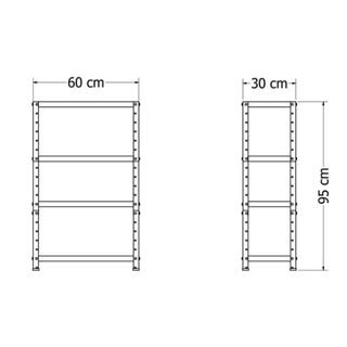 Estante Aço Prateleira de Aço Industrial Media P 60kg 4 Bandejas Tripartida 95cm X 30cm X 60cm Preto - 3