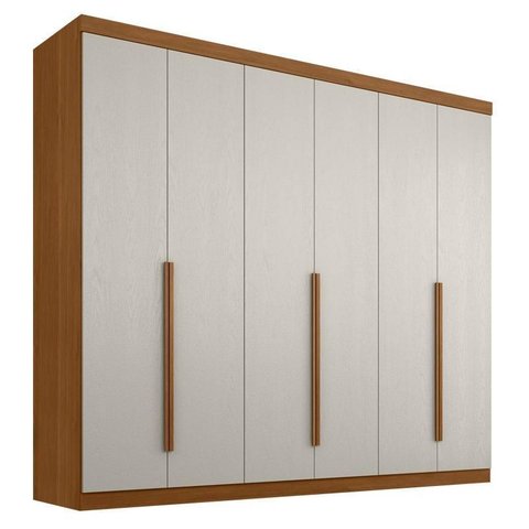 Guarda Roupa Casal New Monumental 6 Portas 4 Gavetas Cinamomo Areia Fosco - Zanzini