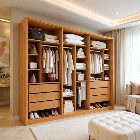Closet Casal 6 Gavetas 242cm sem Portas Aspen Premium Marrom/Cinamomo