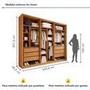 Ver imagem 3 de Closet Casal 6 Gavetas 242cm sem Portas Aspen Premium Marrom/Cinamomo