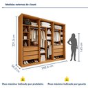Ver imagem 3 de Closet Casal 6 Gavetas 242cm sem Portas Aspen Premium Marrom/Cinamomo