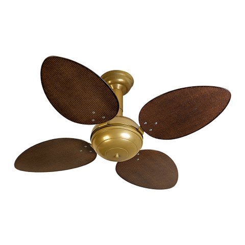 Ventilador de Teto Venti-delta Office com 4 Pás Ratan Chocolate / Gold 220v 26-4256