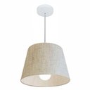 Ver imagem 1 de Lustre Pendente Cone Md-4240 Cúpula em Tecido 30/40x30cm Rustico Bege - Bivolt