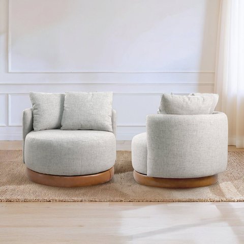 Conjunto 2 Poltronas Base Fixa e Estofada com Almofadas Decorativas Vilani Espresso Móveis